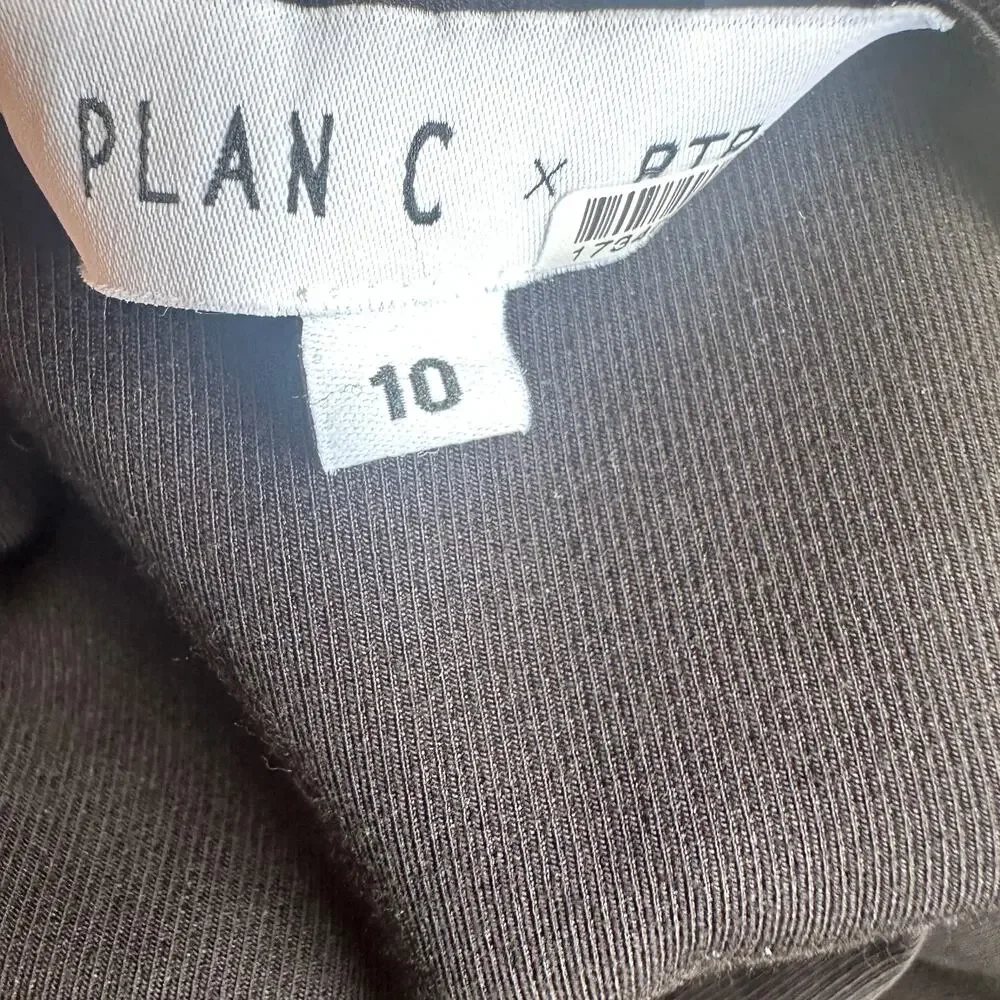 Plan C Black Cream Fit Flare Midi Dress SIZE 10 Romantic Cotton Designer $375 - Picture 10 of 10